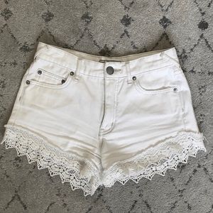 Free People White Lace Trim Shorts